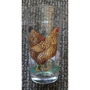 Rare Anthropologie Molly Hatch Juice Glass Cottagecore Farm Whimsy Hen Mushroom